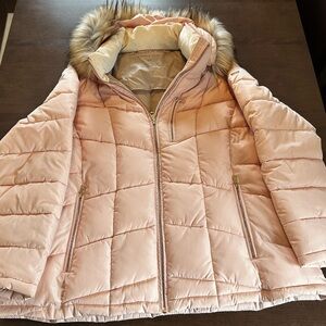 Marc New York Blush Puffer Jacket with Faux Fur Trim